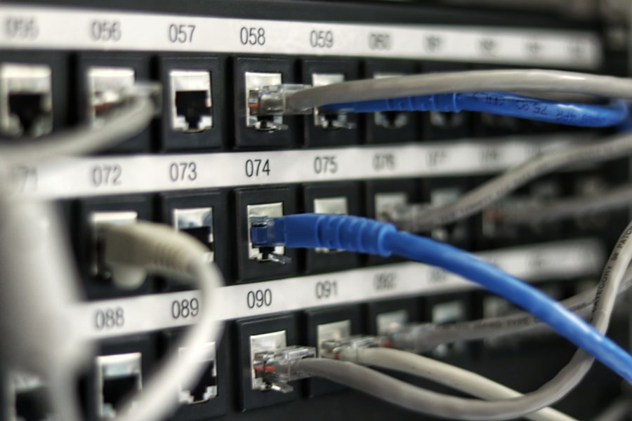Copper patch panel with labelled ports